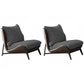 Mid-century Modern Leather Slipper Accent Chair Pillow Back Armless Chair Dark Gray-Brown 2 Piece Set Clearhalo 'Accent Chairs' 'accent_chairs' 'Chairs & Seating' 'furn' 'furn_accent_chairs' 'Furniture' 'Living Room Furniture' 6851842
