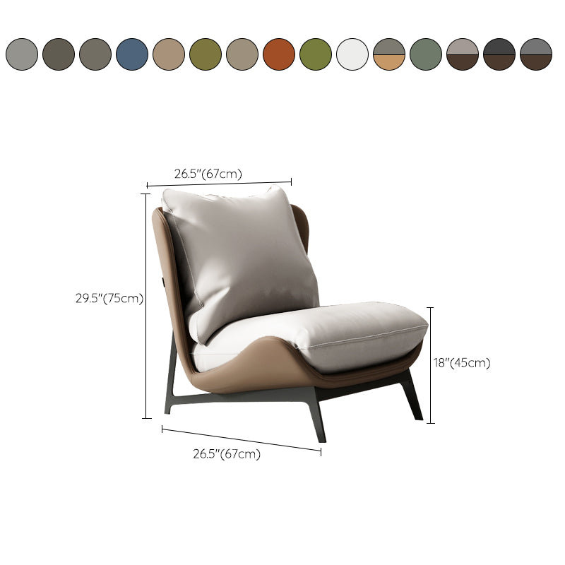 Mid-century Modern Leather Slipper Accent Chair Pillow Back Armless Chair Clearhalo 'Accent Chairs' 'accent_chairs' 'Chairs & Seating' 'furn' 'furn_accent_chairs' 'Furniture' 'Living Room Furniture' 6851844