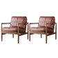 Pu Leather Arm Chair Square Arms Solid Wood Frame Pillow Back Chair Dark Brown 2 Piece Set Clearhalo 'Accent Chairs' 'accent_chairs' 'Chairs & Seating' 'furn' 'furn_accent_chairs' 'Furniture' 'Living Room Furniture' 6851873