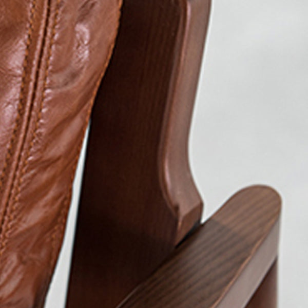 Pu Leather Arm Chair Square Arms Solid Wood Frame Pillow Back Chair Clearhalo 'Accent Chairs' 'accent_chairs' 'Chairs & Seating' 'furn' 'furn_accent_chairs' 'Furniture' 'Living Room Furniture' 6851880