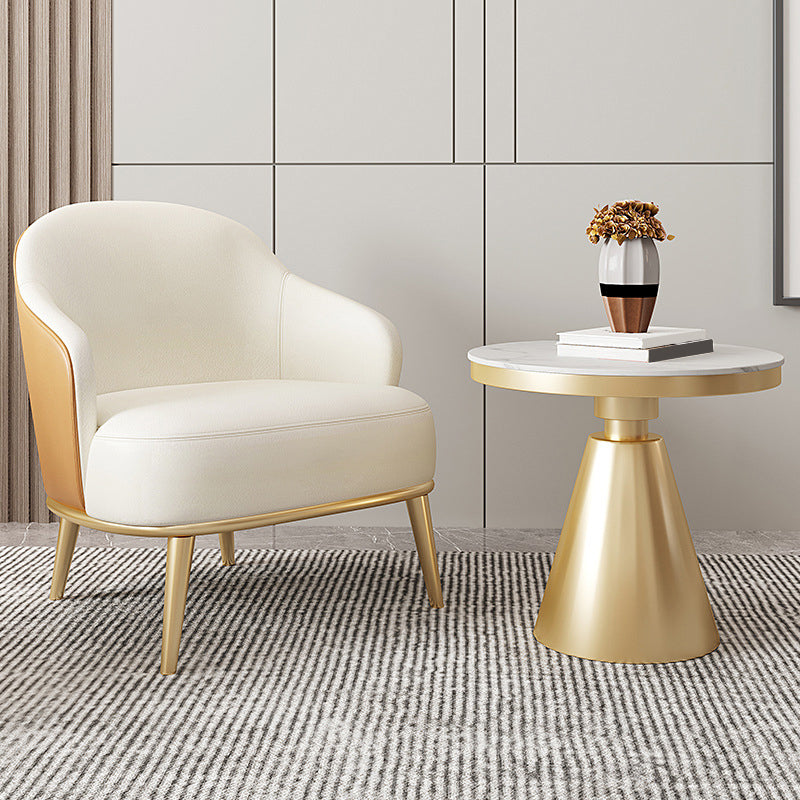 Glam Styled Leather Armchair Fixed Back Basic Four Legs Recessed Arms Chair Clearhalo 'Accent Chairs' 'accent_chairs' 'Chairs & Seating' 'furn' 'furn_accent_chairs' 'Furniture' 'Living Room Furniture' 6851884