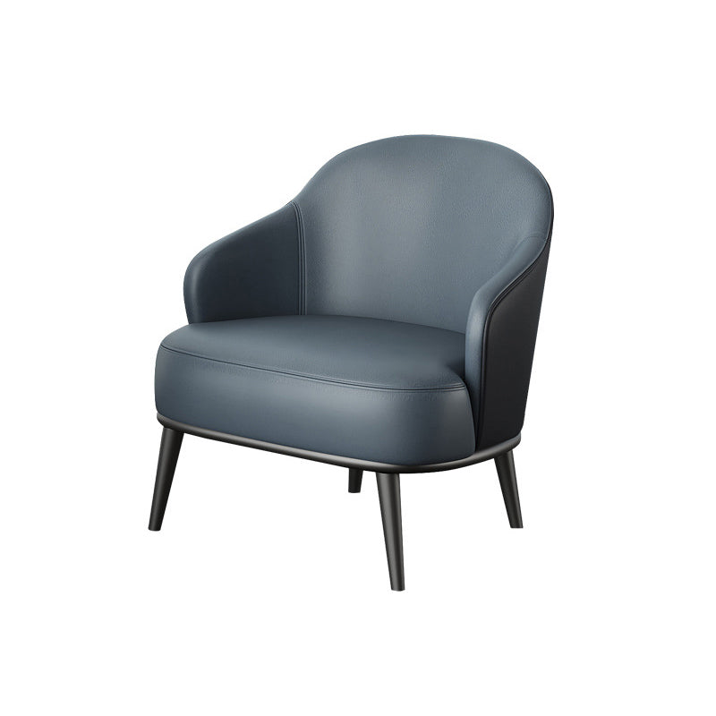 Glam Styled Leather Armchair Fixed Back Basic Four Legs Recessed Arms Chair Black-Blue 1 Piece Clearhalo 'Accent Chairs' 'accent_chairs' 'Chairs & Seating' 'furn' 'furn_accent_chairs' 'Furniture' 'Living Room Furniture' 6851885