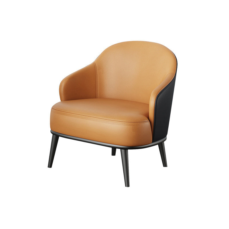 Glam Styled Leather Armchair Fixed Back Basic Four Legs Recessed Arms Chair Black-Orange 1 Piece Clearhalo 'Accent Chairs' 'accent_chairs' 'Chairs & Seating' 'furn' 'furn_accent_chairs' 'Furniture' 'Living Room Furniture' 6851886