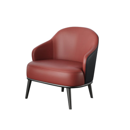 Glam Styled Leather Armchair Fixed Back Basic Four Legs Recessed Arms Chair Black-Red Faux Leather 1 Piece Clearhalo 'Accent Chairs' 'accent_chairs' 'Chairs & Seating' 'furn' 'furn_accent_chairs' 'Furniture' 'Living Room Furniture' 6851890