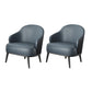 Glam Styled Leather Armchair Fixed Back Basic Four Legs Recessed Arms Chair Black-Blue 2 Piece Set Clearhalo 'Accent Chairs' 'accent_chairs' 'Chairs & Seating' 'furn' 'furn_accent_chairs' 'Furniture' 'Living Room Furniture' 6851892