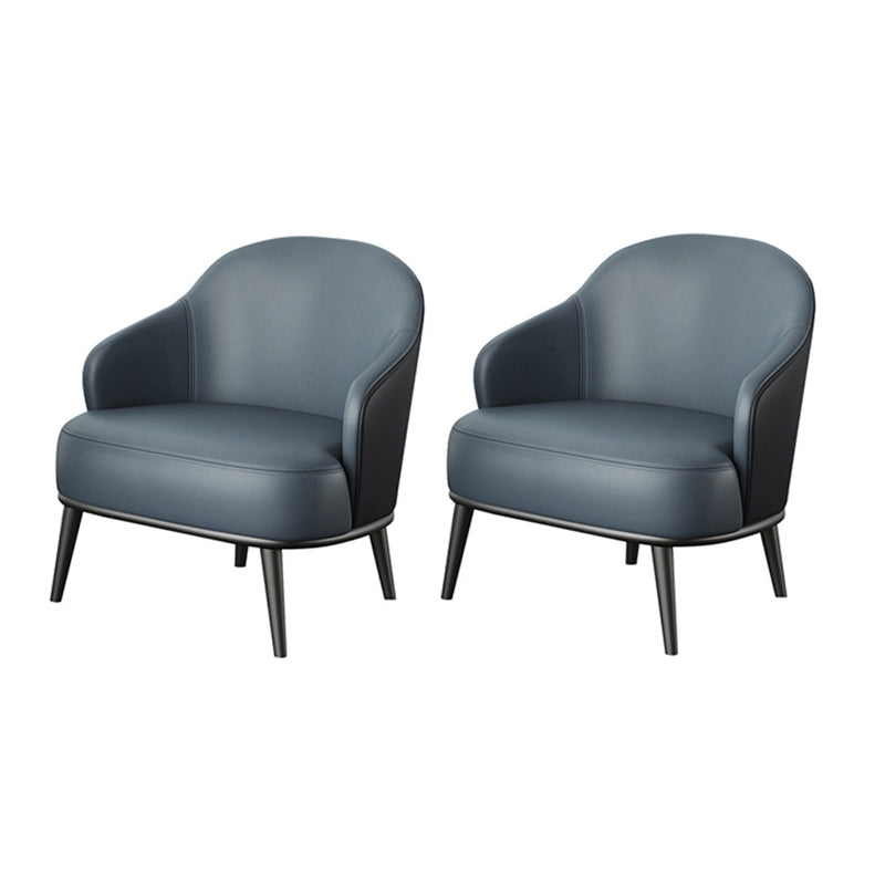 Glam Styled Leather Armchair Fixed Back Basic Four Legs Recessed Arms Chair Black-Blue 2 Piece Set Clearhalo 'Accent Chairs' 'accent_chairs' 'Chairs & Seating' 'furn' 'furn_accent_chairs' 'Furniture' 'Living Room Furniture' 6851892