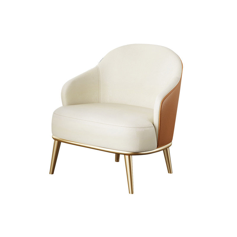 Glam Styled Leather Armchair Fixed Back Basic Four Legs Recessed Arms Chair Clearhalo 'Accent Chairs' 'accent_chairs' 'Chairs & Seating' 'furn' 'furn_accent_chairs' 'Furniture' 'Living Room Furniture' 6851893