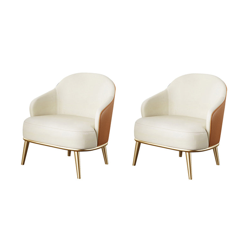 Glam Styled Leather Armchair Fixed Back Basic Four Legs Recessed Arms Chair White Orange 2 Piece Set Clearhalo 'Accent Chairs' 'accent_chairs' 'Chairs & Seating' 'furn' 'furn_accent_chairs' 'Furniture' 'Living Room Furniture' 6851896