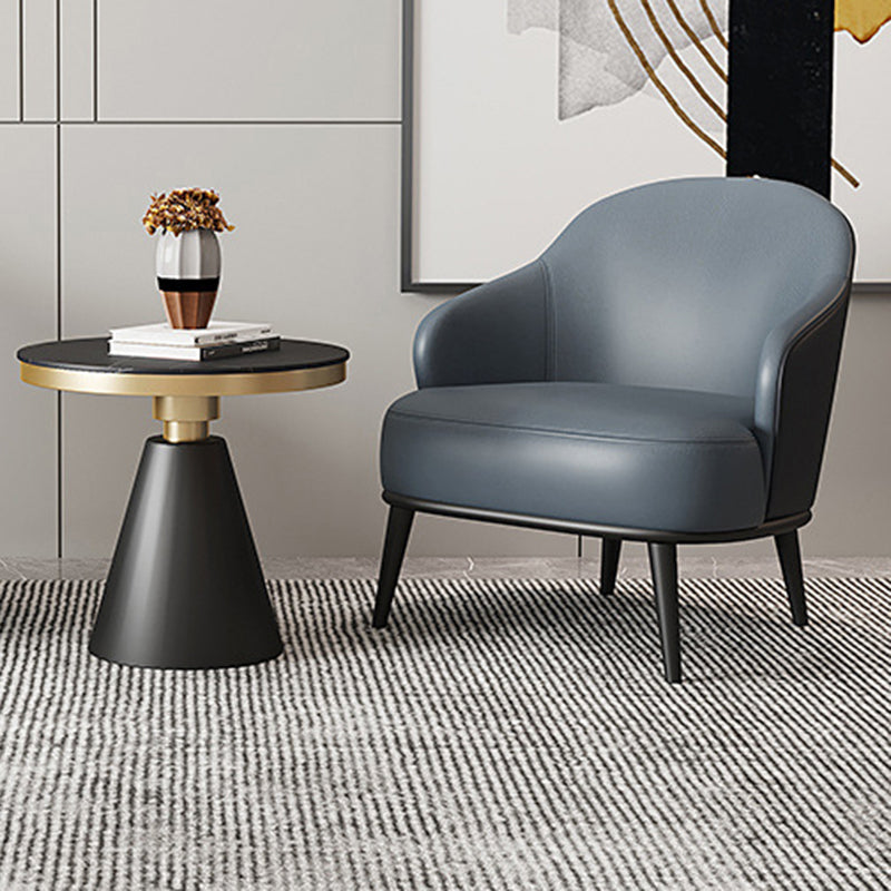 Glam Styled Leather Armchair Fixed Back Basic Four Legs Recessed Arms Chair Clearhalo 'Accent Chairs' 'accent_chairs' 'Chairs & Seating' 'furn' 'furn_accent_chairs' 'Furniture' 'Living Room Furniture' 6851901