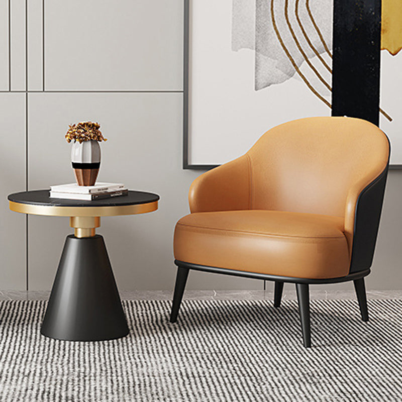 Glam Styled Leather Armchair Fixed Back Basic Four Legs Recessed Arms Chair Clearhalo 'Accent Chairs' 'accent_chairs' 'Chairs & Seating' 'furn' 'furn_accent_chairs' 'Furniture' 'Living Room Furniture' 6851902