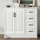 White Standard Cabinet Solid Wood Storage Cabinet with Drawer 34.3"L x 13.4"W x 29.1"H Clearhalo 'Cabinets & Chests' 'cabinets_chests' 'furn' 'furn_cabinets_chests' 'Furniture' 'Living Room Furniture' 6851930