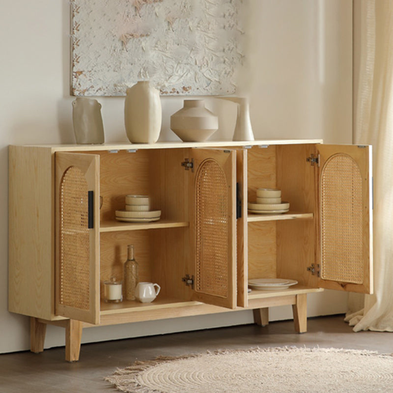 Wicker Rattan Accent Cabinet Solid Wood Storage Cabinet with Doors Clearhalo 'Cabinets & Chests' 'cabinets_chests' 'furn' 'furn_cabinets_chests' 'Furniture' 'Living Room Furniture' 6851942