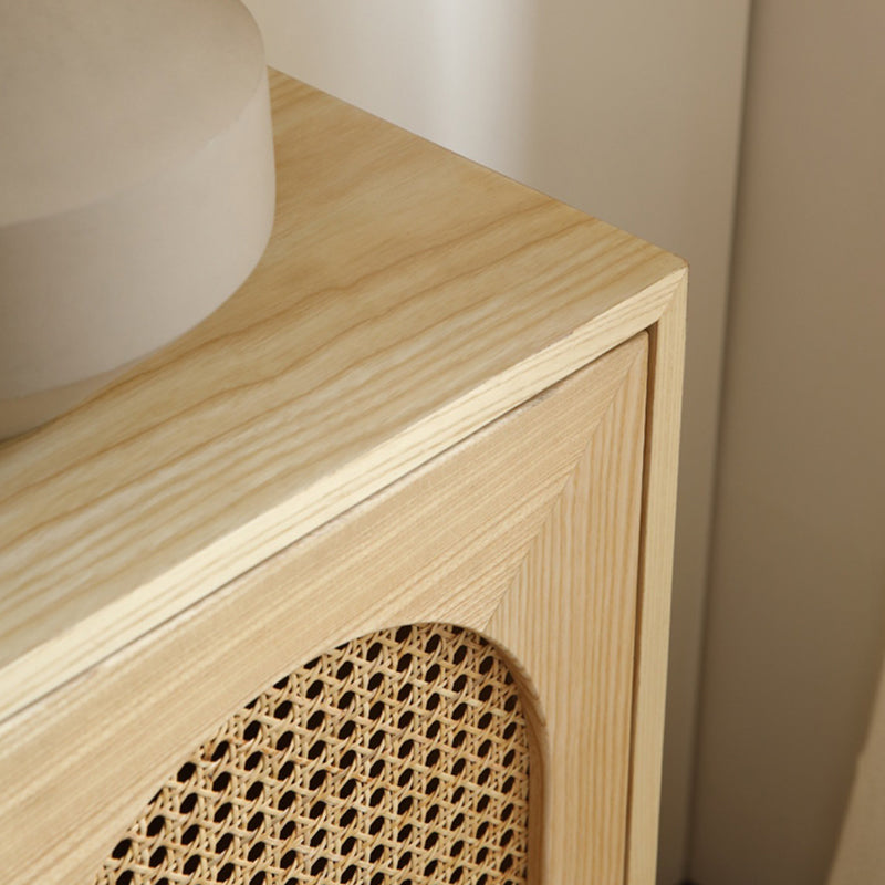 Wicker Rattan Accent Cabinet Solid Wood Storage Cabinet with Doors Clearhalo 'Cabinets & Chests' 'cabinets_chests' 'furn' 'furn_cabinets_chests' 'Furniture' 'Living Room Furniture' 6851946