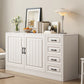 Modern White Rectangle Accent Cabinet Solid Wood Storage Cabinet 47"L x 14"W x 30"H Clearhalo 'Cabinets & Chests' 'cabinets_chests' 'furn' 'furn_cabinets_chests' 'Furniture' 'Living Room Furniture' 6851956