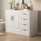 Modern White Rectangle Accent Cabinet Solid Wood Storage Cabinet 35.4"L x 13.8"W x 29.5"H Clearhalo 'Cabinets & Chests' 'cabinets_chests' 'furn' 'furn_cabinets_chests' 'Furniture' 'Living Room Furniture' 6851960