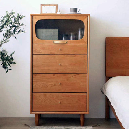 Industrial Rectangle Accent Cabinet Solid Wood Storage Cabinet Cherry Clearhalo 'Cabinets & Chests' 'cabinets_chests' 'furn' 'furn_cabinets_chests' 'Furniture' 'Living Room Furniture' 6851989