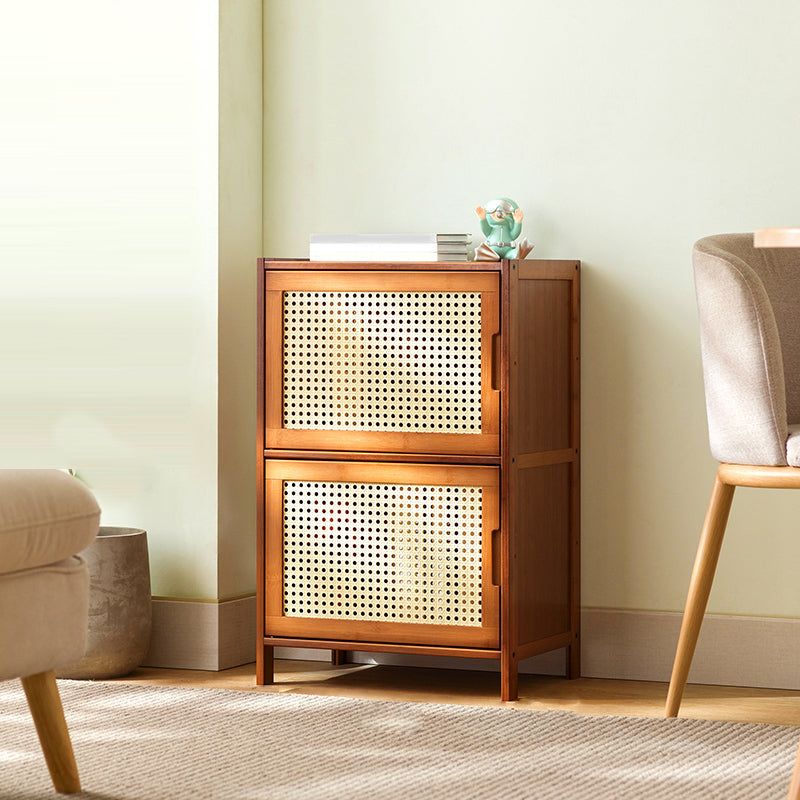 Industrial Rectangle Cabinet Glass Scratch Resistant Storage Cabinet 17"L x 13"W x 27"H Brown Clearhalo 'Cabinets & Chests' 'cabinets_chests' 'furn' 'furn_cabinets_chests' 'Furniture' 'Living Room Furniture' 6852014