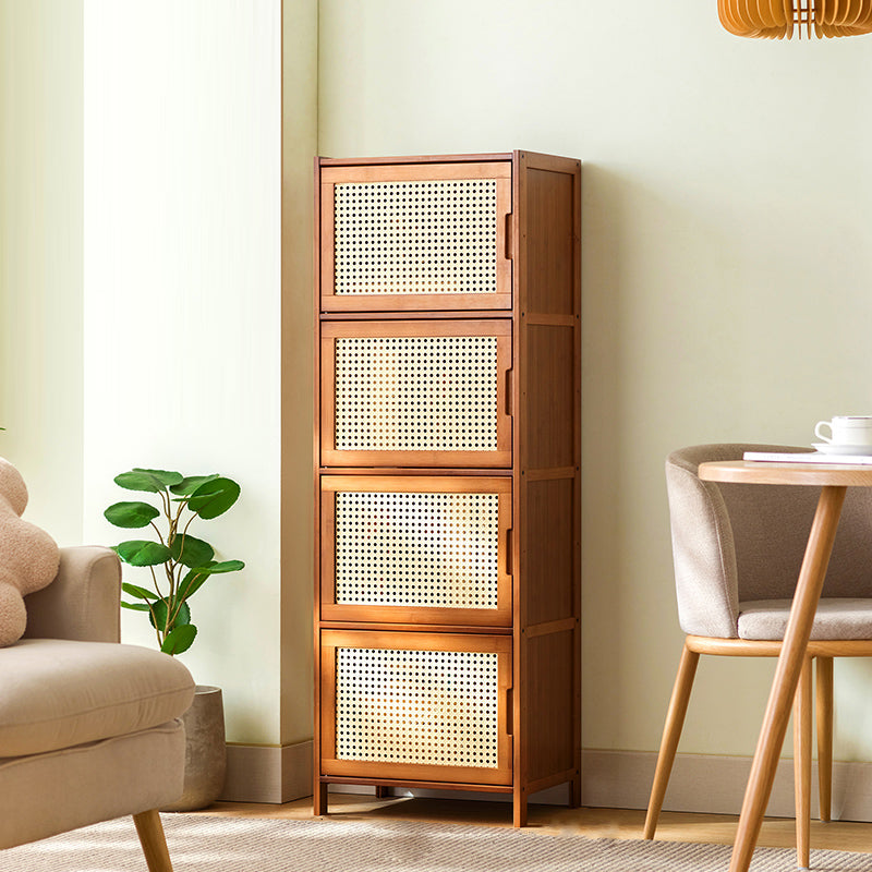 Industrial Rectangle Cabinet Glass Scratch Resistant Storage Cabinet 17"L x 13"W x 49"H Brown Clearhalo 'Cabinets & Chests' 'cabinets_chests' 'furn' 'furn_cabinets_chests' 'Furniture' 'Living Room Furniture' 6852018