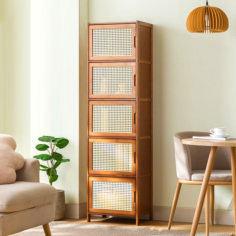 Industrial Rectangle Cabinet Glass Scratch Resistant Storage Cabinet 17"L x 13"W x 61"H Brown Clearhalo 'Cabinets & Chests' 'cabinets_chests' 'furn' 'furn_cabinets_chests' 'Furniture' 'Living Room Furniture' 6852020