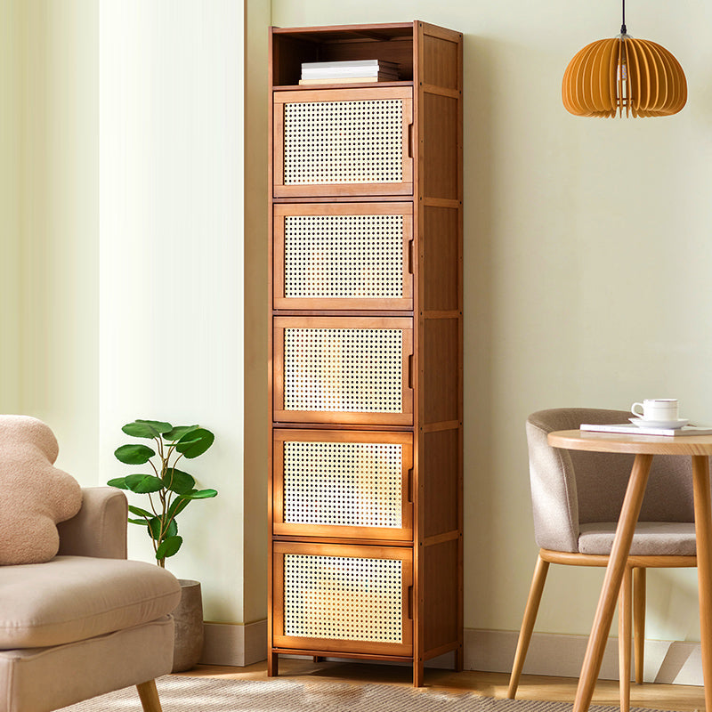 Industrial Rectangle Cabinet Glass Scratch Resistant Storage Cabinet 17"L x 13"W x 67"H Brown Clearhalo 'Cabinets & Chests' 'cabinets_chests' 'furn' 'furn_cabinets_chests' 'Furniture' 'Living Room Furniture' 6852022