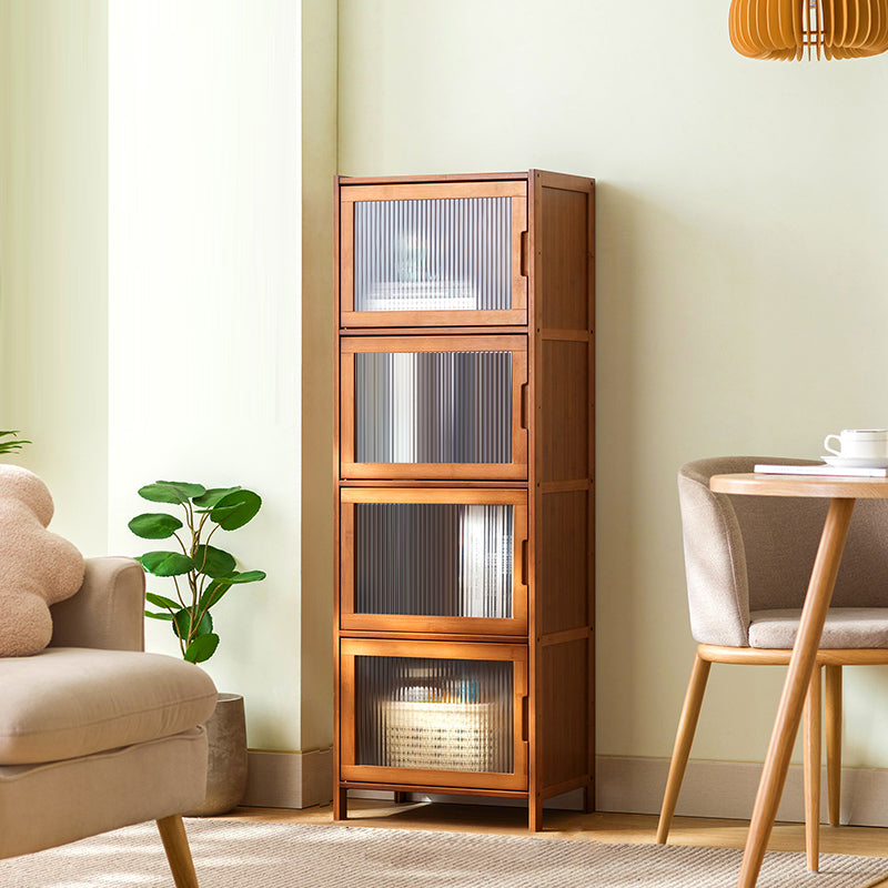 Industrial Rectangle Cabinet Glass Scratch Resistant Storage Cabinet 17"L x 13"W x 49"H Brown Clear Clearhalo 'Cabinets & Chests' 'cabinets_chests' 'furn' 'furn_cabinets_chests' 'Furniture' 'Living Room Furniture' 6852027