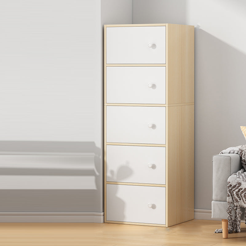 Contemporary Rectangle Storage Cabinet with Wooden Knobs Doors 16"L x 12"W x 50"H Natural White Clearhalo 'Cabinets & Chests' 'cabinets_chests' 'furn' 'furn_cabinets_chests' 'Furniture' 'Living Room Furniture' 6852067