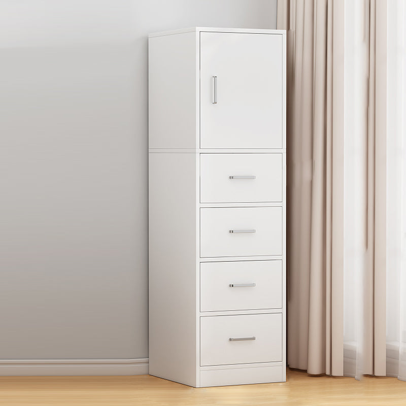 Contemporary Rectangle Storage Cabinet with Wooden Knobs Doors 13"L x 16"W x 47"H White Clearhalo 'Cabinets & Chests' 'cabinets_chests' 'furn' 'furn_cabinets_chests' 'Furniture' 'Living Room Furniture' 6852069