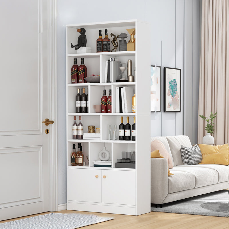 Contemporary Wooden Cabinet with Shelves Rectangle Storage Cabinet 31.5"L x 9.8"W x 70.1"H White 1 Clearhalo 'Cabinets & Chests' 'cabinets_chests' 'furn' 'furn_cabinets_chests' 'Furniture' 'Living Room Furniture' 6852111