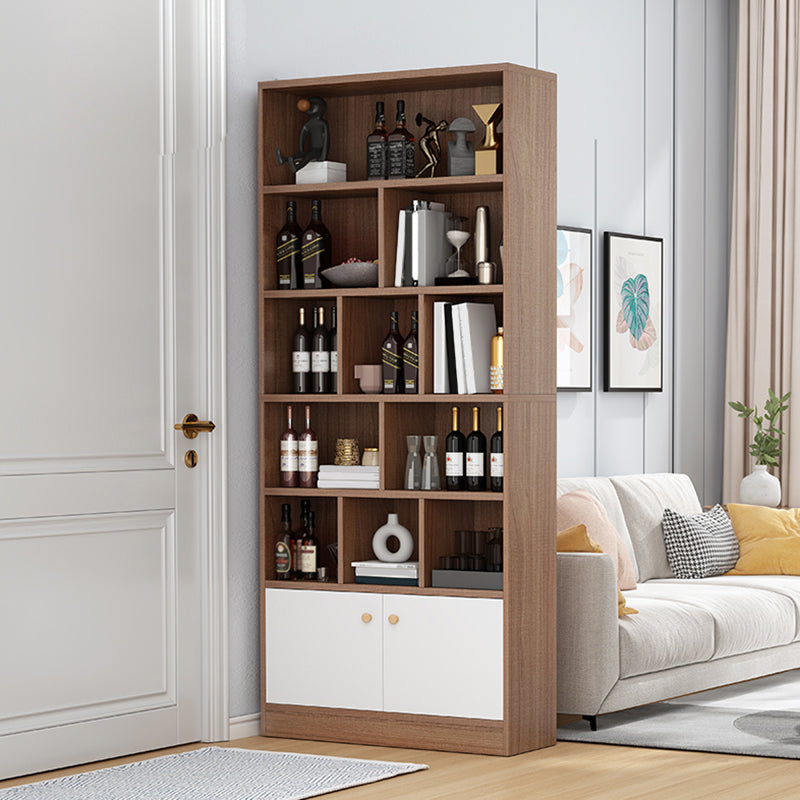 Contemporary Wooden Cabinet with Shelves Rectangle Storage Cabinet 31.5"L x 9.8"W x 70.1"H Walnut 1 Clearhalo 'Cabinets & Chests' 'cabinets_chests' 'furn' 'furn_cabinets_chests' 'Furniture' 'Living Room Furniture' 6852116