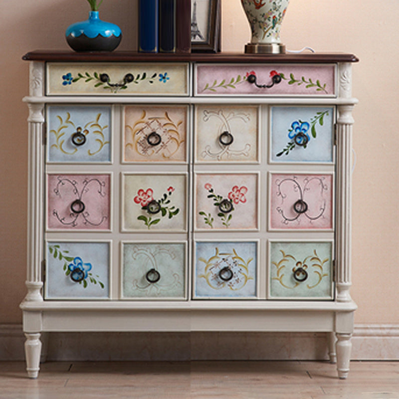 Industrial Storage Cabinet with Solid Wood Drawers and Doors 39"L x 14"W x 39"H White Clearhalo 'Cabinets & Chests' 'cabinets_chests' 'furn' 'furn_cabinets_chests' 'Furniture' 'Living Room Furniture' 6852137