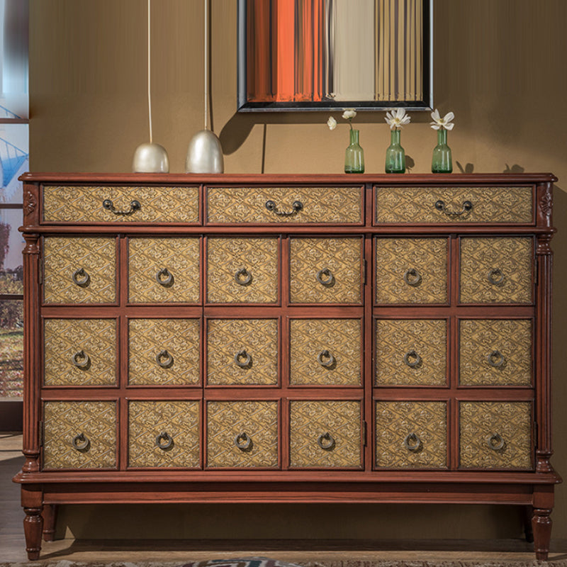 Industrial Storage Cabinet with Solid Wood Drawers and Doors 59.1"L x 13.8"W x 39.4"H Brown Clearhalo 'Cabinets & Chests' 'cabinets_chests' 'furn' 'furn_cabinets_chests' 'Furniture' 'Living Room Furniture' 6852146