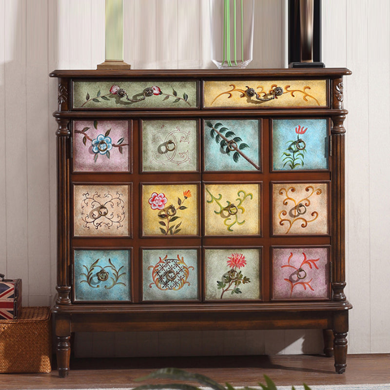 Industrial Storage Cabinet with Solid Wood Drawers and Doors 39"L x 14"W x 39"H Multi-Color Clearhalo 'Cabinets & Chests' 'cabinets_chests' 'furn' 'furn_cabinets_chests' 'Furniture' 'Living Room Furniture' 6852148