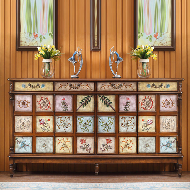 Industrial Storage Cabinet with Solid Wood Drawers and Doors 70.9"L x 13.8"W x 39.4"H Multi-Color Clearhalo 'Cabinets & Chests' 'cabinets_chests' 'furn' 'furn_cabinets_chests' 'Furniture' 'Living Room Furniture' 6852150