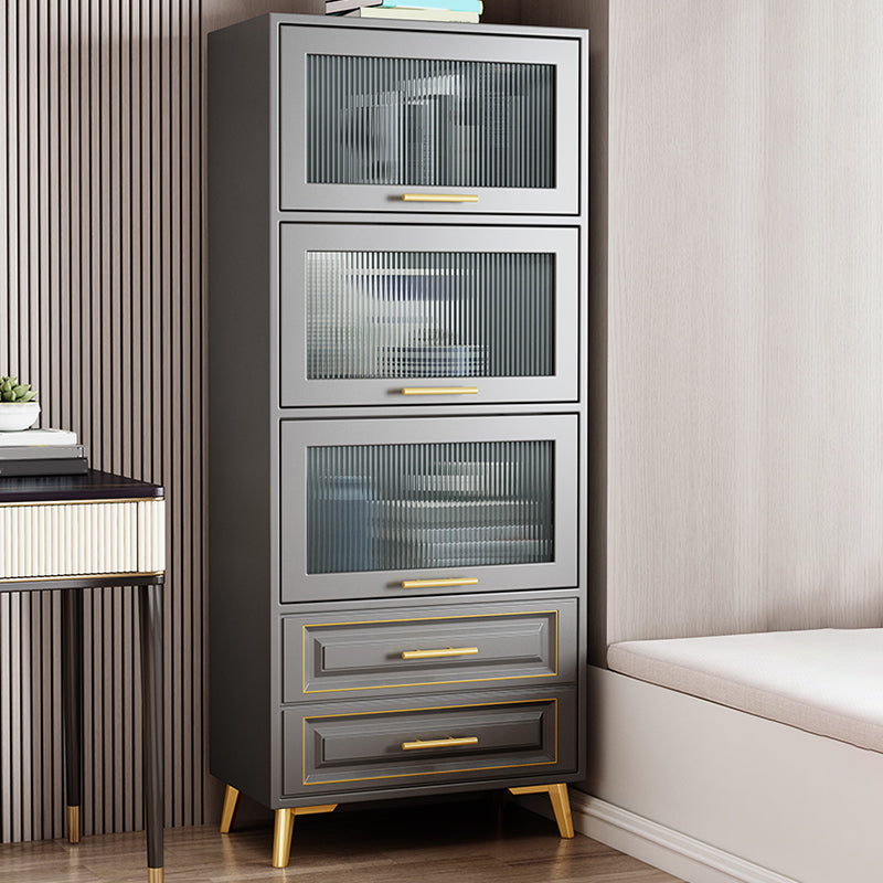 Contemporary Grey Cabinet with Glass Door and 2 Soft Close Drawers Clearhalo 'Cabinets & Chests' 'cabinets_chests' 'furn' 'furn_cabinets_chests' 'Furniture' 'Living Room Furniture' 6852186