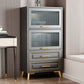 Contemporary Grey Cabinet with Glass Door and 2 Soft Close Drawers Clearhalo 'Cabinets & Chests' 'cabinets_chests' 'furn' 'furn_cabinets_chests' 'Furniture' 'Living Room Furniture' 6852188
