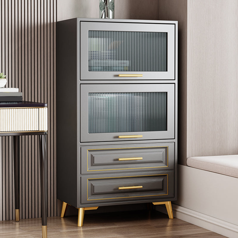 Contemporary Grey Cabinet with Glass Door and 2 Soft Close Drawers Clearhalo 'Cabinets & Chests' 'cabinets_chests' 'furn' 'furn_cabinets_chests' 'Furniture' 'Living Room Furniture' 6852188