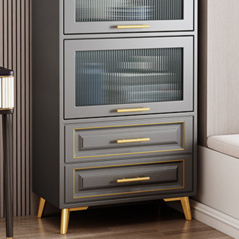 Contemporary Grey Cabinet with Glass Door and 2 Soft Close Drawers Clearhalo 'Cabinets & Chests' 'cabinets_chests' 'furn' 'furn_cabinets_chests' 'Furniture' 'Living Room Furniture' 6852193