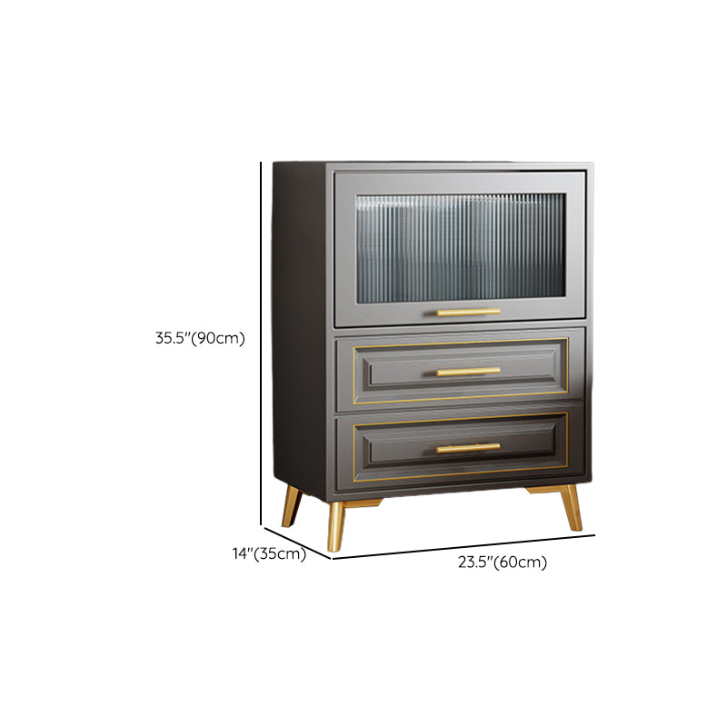 Contemporary Grey Cabinet with Glass Door and 2 Soft Close Drawers Clearhalo 'Cabinets & Chests' 'cabinets_chests' 'furn' 'furn_cabinets_chests' 'Furniture' 'Living Room Furniture' 6852195