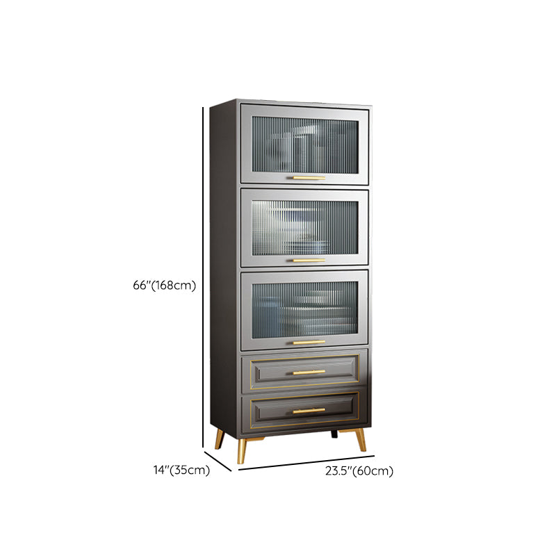 Contemporary Grey Cabinet with Glass Door and 2 Soft Close Drawers Clearhalo 'Cabinets & Chests' 'cabinets_chests' 'furn' 'furn_cabinets_chests' 'Furniture' 'Living Room Furniture' 6852200