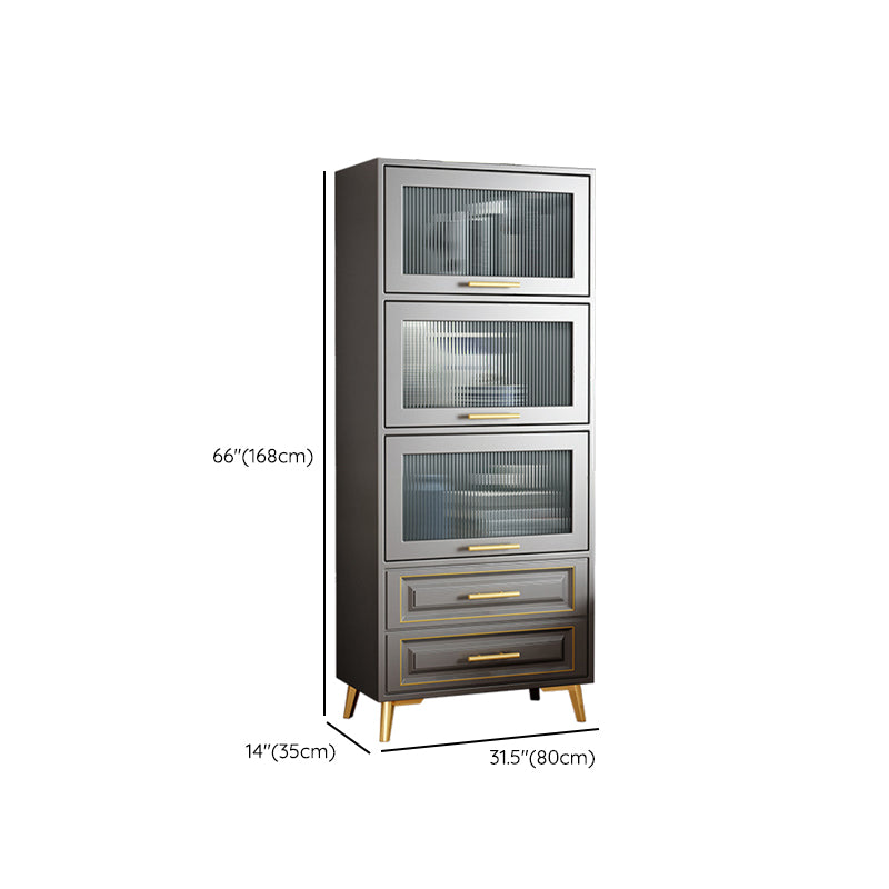 Contemporary Grey Cabinet with Glass Door and 2 Soft Close Drawers Clearhalo 'Cabinets & Chests' 'cabinets_chests' 'furn' 'furn_cabinets_chests' 'Furniture' 'Living Room Furniture' 6852201