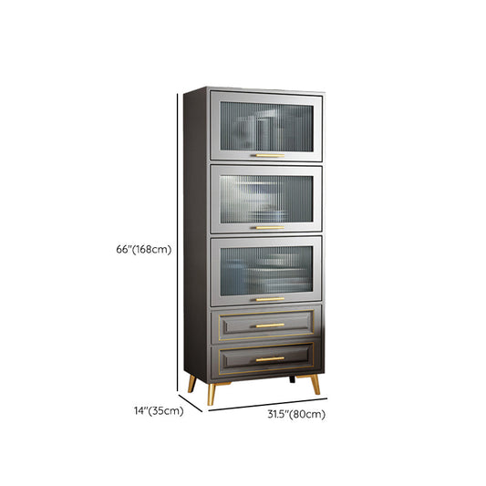Contemporary Grey Cabinet with Glass Door and 2 Soft Close Drawers Clearhalo 'Cabinets & Chests' 'cabinets_chests' 'furn' 'furn_cabinets_chests' 'Furniture' 'Living Room Furniture' 6852201