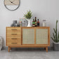 Mid-Century Modern Solid Wood Accent Cabinet with Glass Door Natural Pine Clearhalo 'Cabinets & Chests' 'cabinets_chests' 'furn' 'furn_cabinets_chests' 'Furniture' 'Living Room Furniture' 6852204