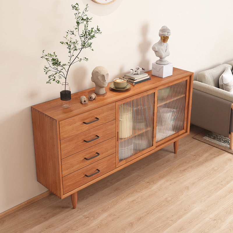 Mid-Century Modern Solid Wood Accent Cabinet with Glass Door Clearhalo 'Cabinets & Chests' 'cabinets_chests' 'furn' 'furn_cabinets_chests' 'Furniture' 'Living Room Furniture' 6852205
