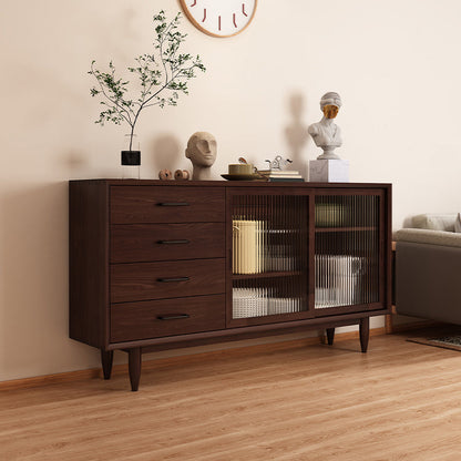 Mid-Century Modern Solid Wood Accent Cabinet with Glass Door Nut-Brown Pine Clearhalo 'Cabinets & Chests' 'cabinets_chests' 'furn' 'furn_cabinets_chests' 'Furniture' 'Living Room Furniture' 6852206