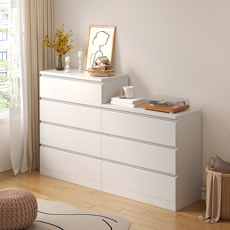 Contemporary White/Natural Chest with Wooden Drawers Rectangle Chest Clearhalo 'Cabinets & Chests' 'cabinets_chests' 'furn' 'furn_cabinets_chests' 'Furniture' 'Living Room Furniture' 6852250