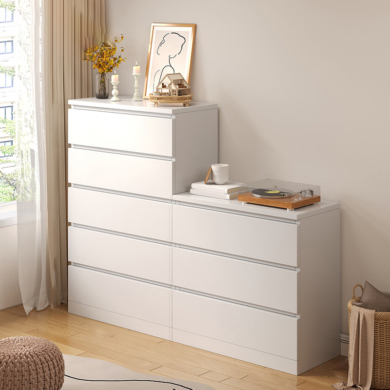 Contemporary White/Natural Chest with Wooden Drawers Rectangle Chest 24"L x 13"W x 25"H + 24"L x 13"W x 39"H White Clearhalo 'Cabinets & Chests' 'cabinets_chests' 'furn' 'furn_cabinets_chests' 'Furniture' 'Living Room Furniture' 6852257
