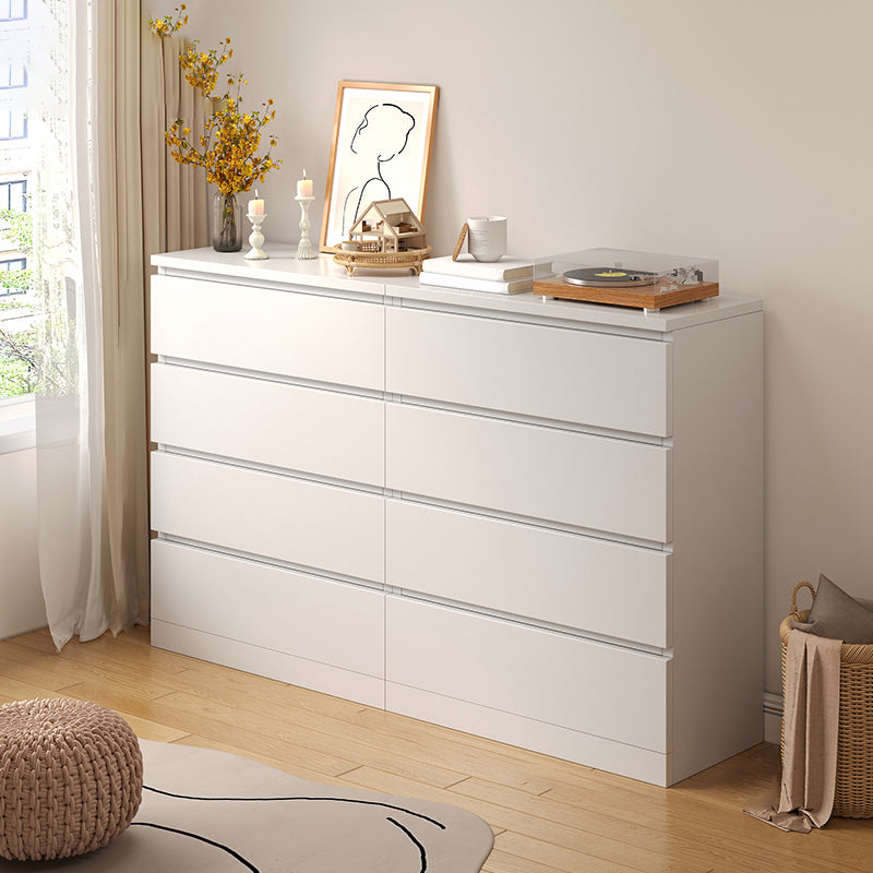 Contemporary White/Natural Chest with Wooden Drawers Rectangle Chest 24"L x 13"W x 31"H + 24"L x 13"W x 31"H White Clearhalo 'Cabinets & Chests' 'cabinets_chests' 'furn' 'furn_cabinets_chests' 'Furniture' 'Living Room Furniture' 6852260