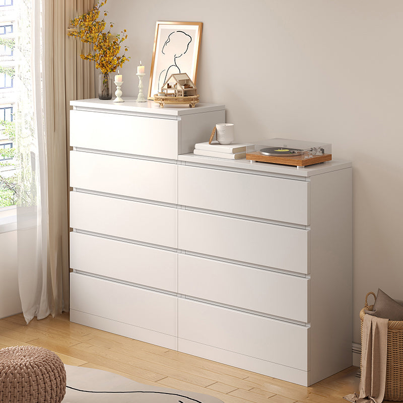 Contemporary White/Natural Chest with Wooden Drawers Rectangle Chest 24"L x 13"W x 31"H + 24"L x 13"W x 39"H White Clearhalo 'Cabinets & Chests' 'cabinets_chests' 'furn' 'furn_cabinets_chests' 'Furniture' 'Living Room Furniture' 6852262