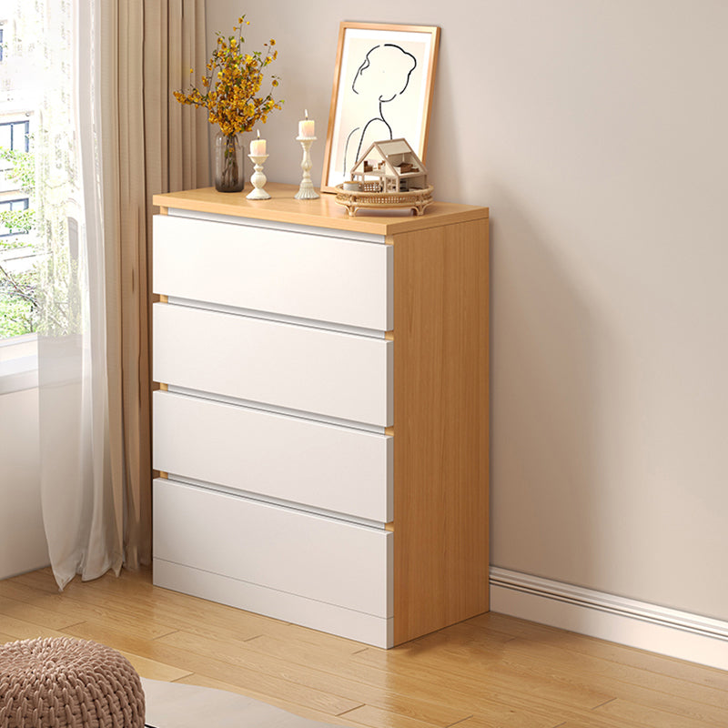 Contemporary White/Natural Chest with Wooden Drawers Rectangle Chest 23.6"L x 12.6"W x 31.5"H Natural Clearhalo 'Cabinets & Chests' 'cabinets_chests' 'furn' 'furn_cabinets_chests' 'Furniture' 'Living Room Furniture' 6852264