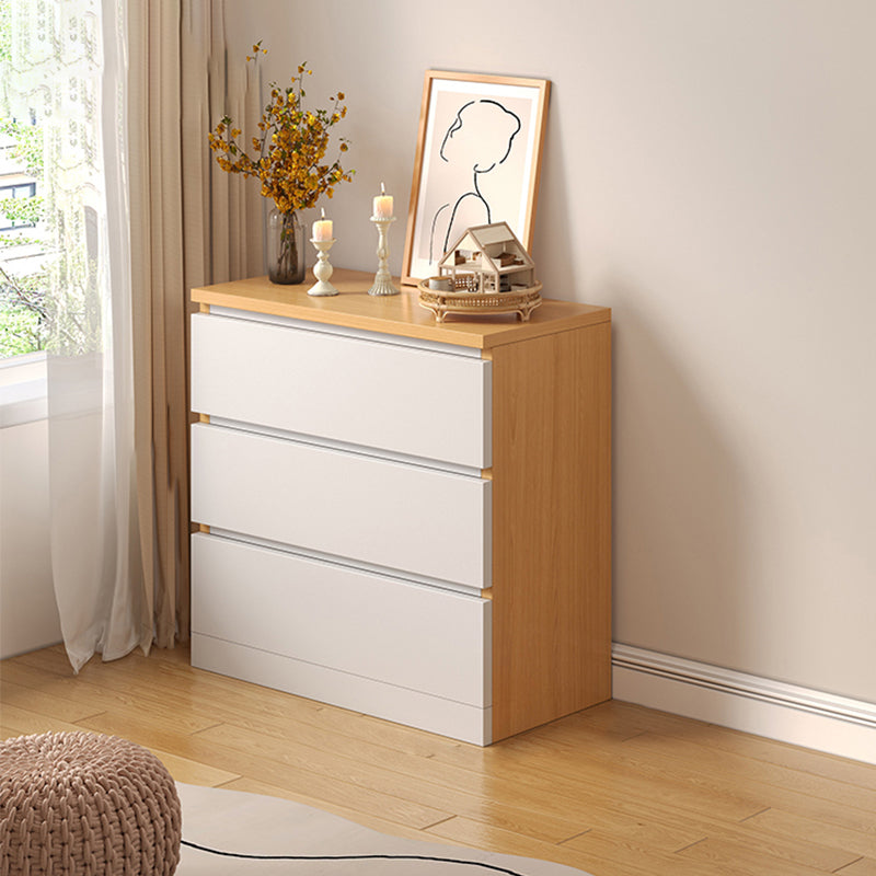 Contemporary White/Natural Chest with Wooden Drawers Rectangle Chest 23.5"L x 13"W x 25"H Natural Clearhalo 'Cabinets & Chests' 'cabinets_chests' 'furn' 'furn_cabinets_chests' 'Furniture' 'Living Room Furniture' 6852265